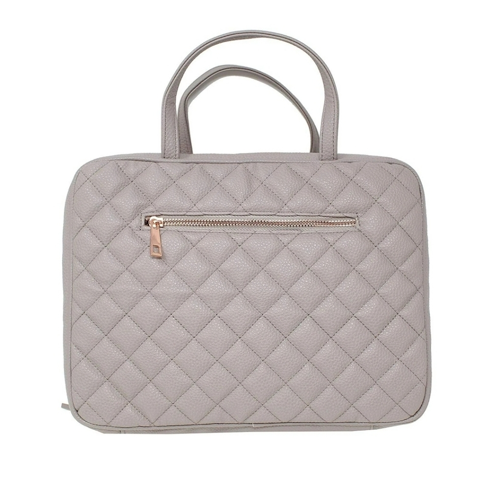 Ms lovely Vegan Leather Toiletry Travel Bag  Large Cosmetic  Grey NEW
